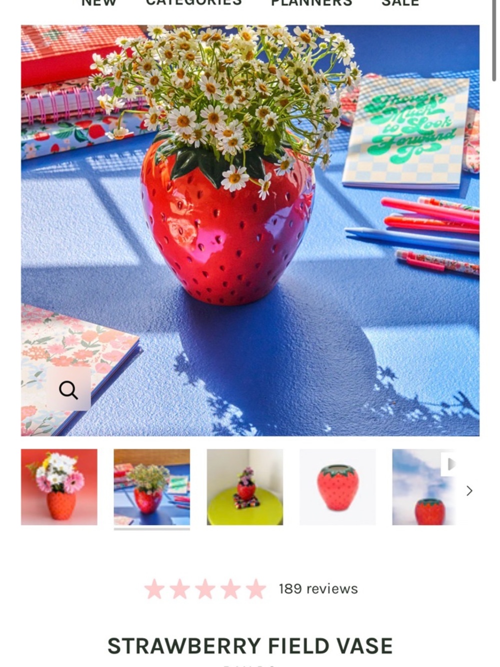ban.do red ceramic strawberry-inspired vase
